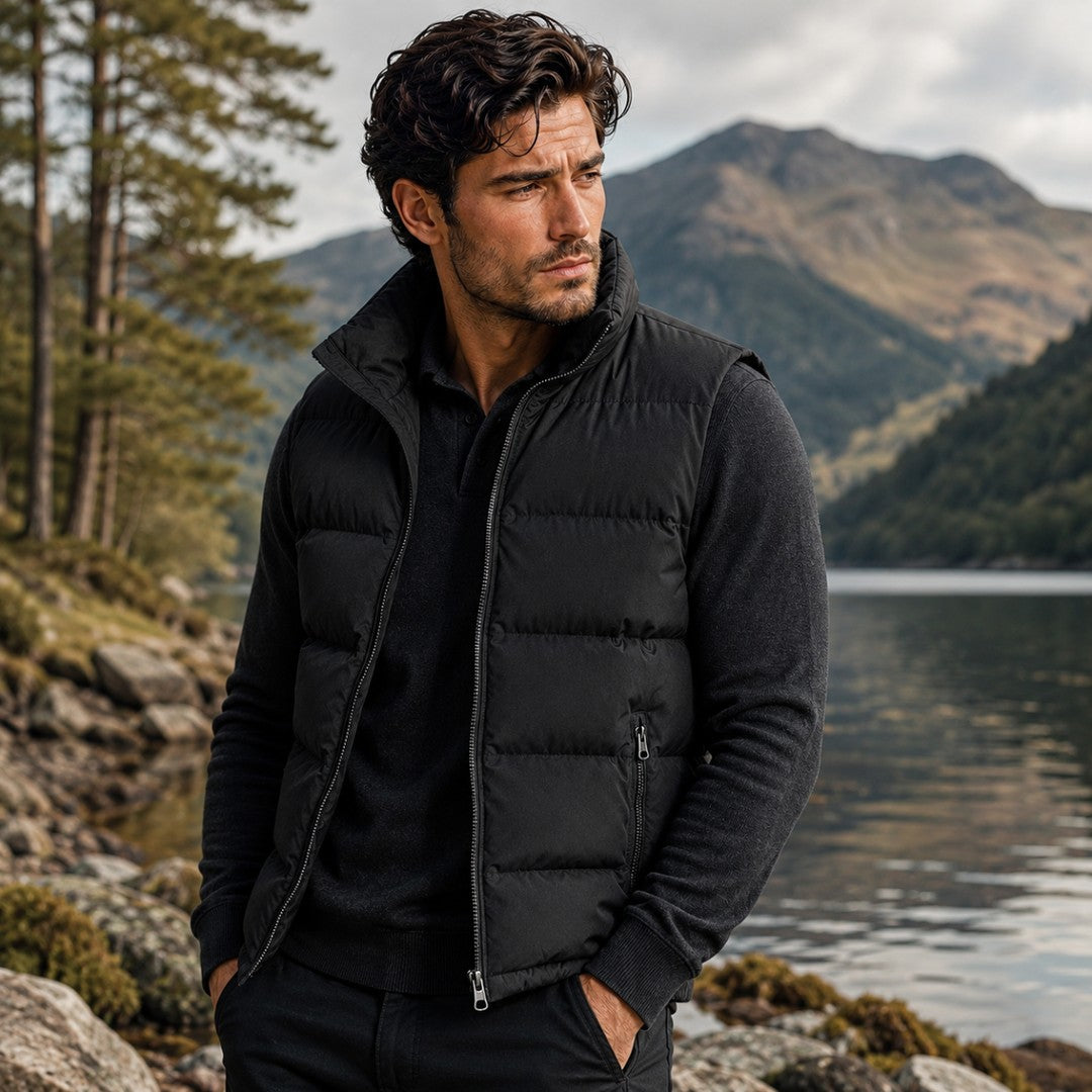 Padded Zip-Front Puffer Gilet with Zip Pockets