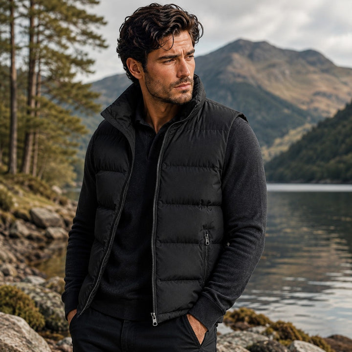 Padded Zip-Front Puffer Gilet with Zip Pockets