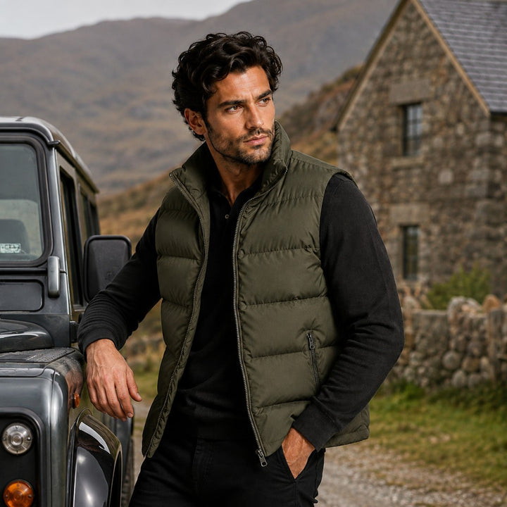 Padded Zip-Front Puffer Gilet with Zip Pockets