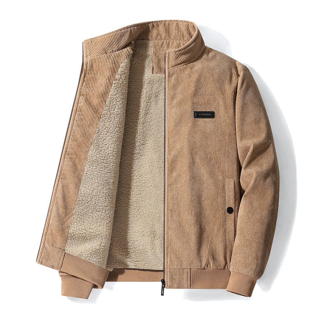 Ribbed Cuff Corduroy Bomber Jacket