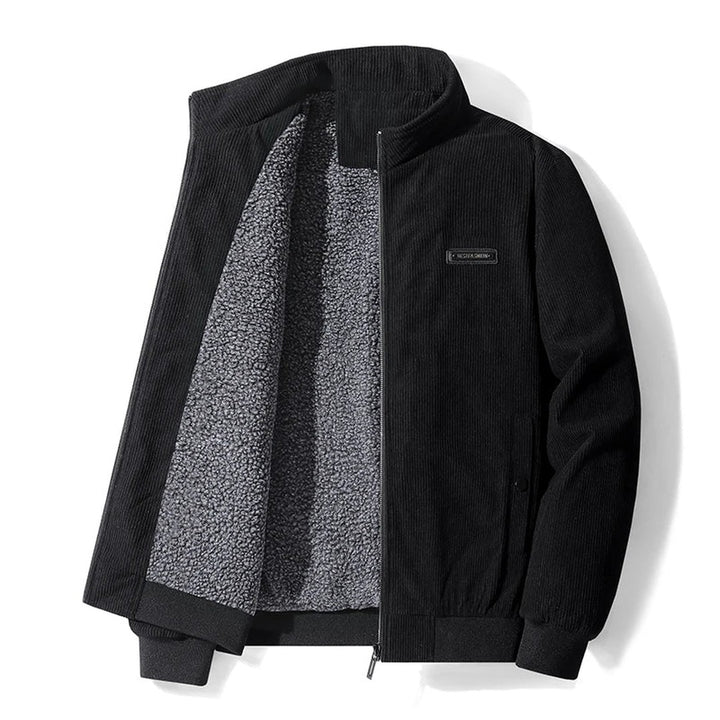 Ribbed Cuff Corduroy Bomber Jacket