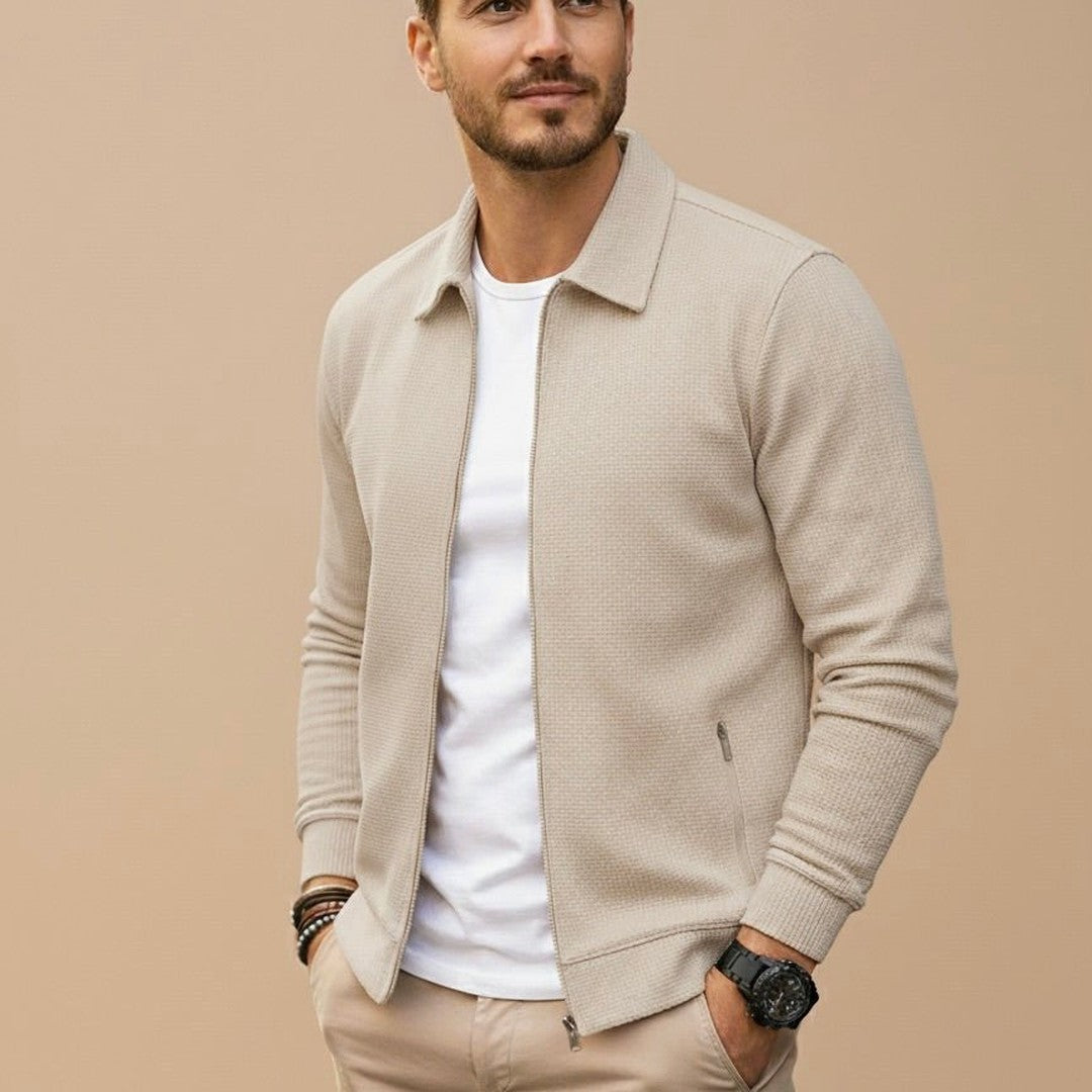 TEXTURED ZIP VEST FOR MEN