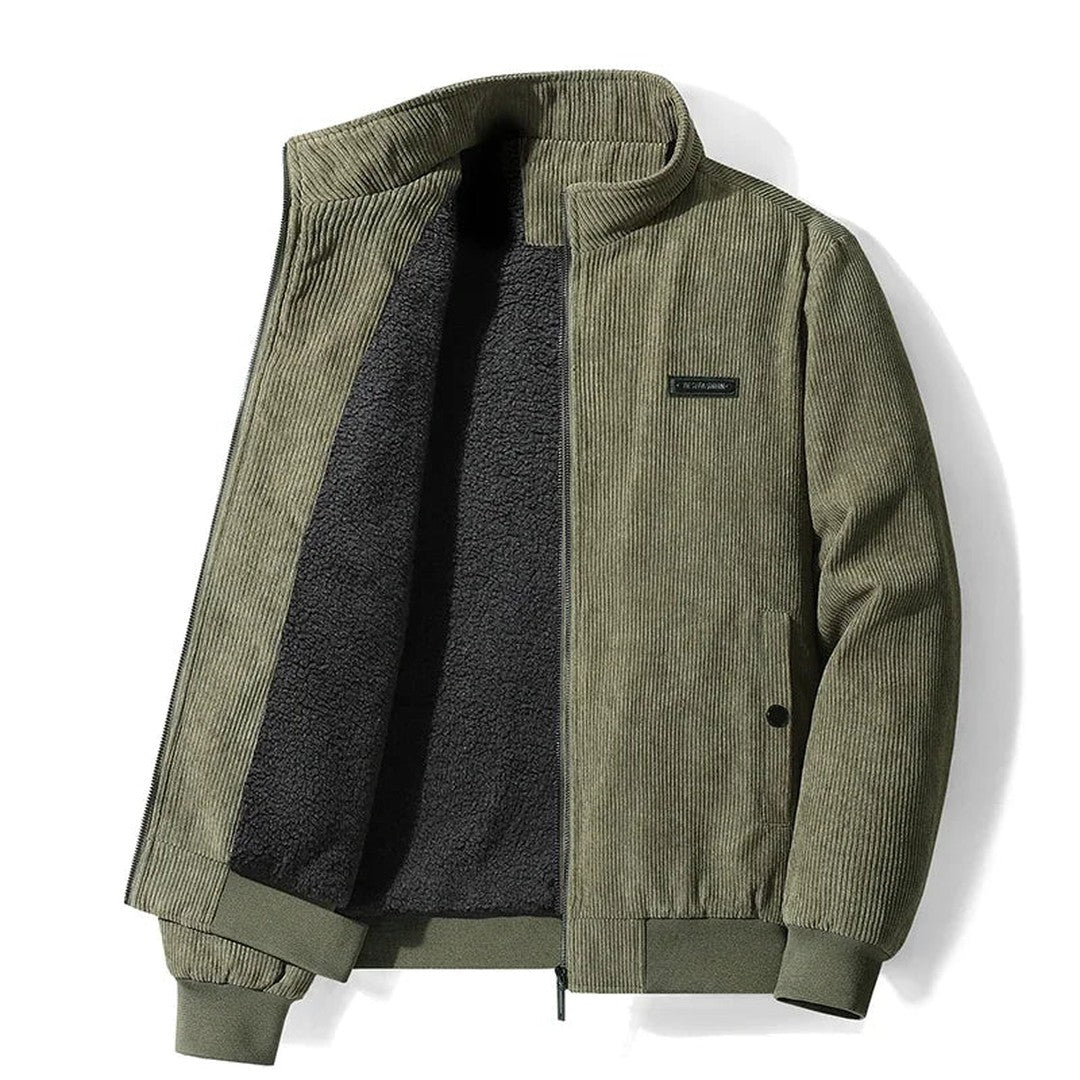 Ribbed Cuff Corduroy Bomber Jacket
