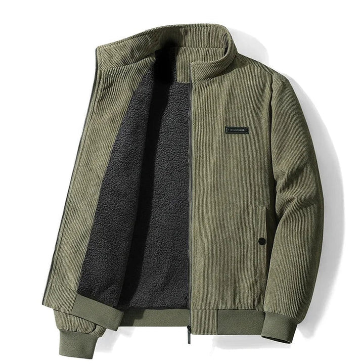 Ribbed Cuff Corduroy Bomber Jacket