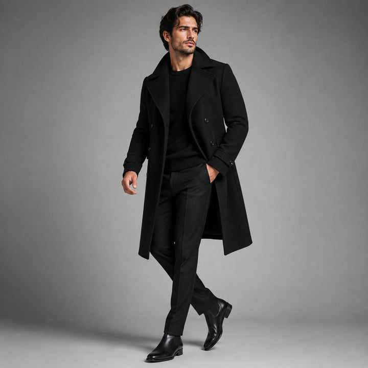 The Vicenza Men's Long Double Breasted Wool Trench Coat