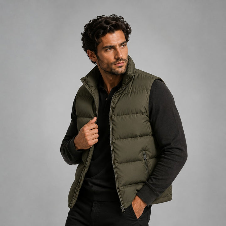 Padded Zip-Front Puffer Gilet with Zip Pockets