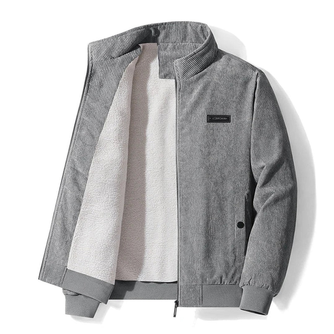 Ribbed Cuff Corduroy Bomber Jacket