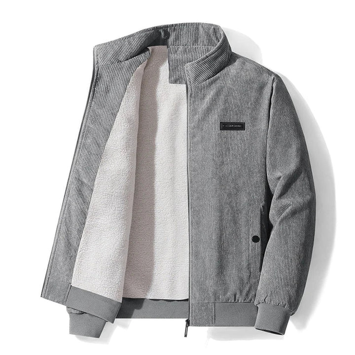 Ribbed Cuff Corduroy Bomber Jacket