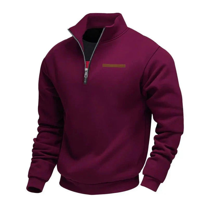 Quarter-Zip Stand Collar Sweatshirt with Chest Tab