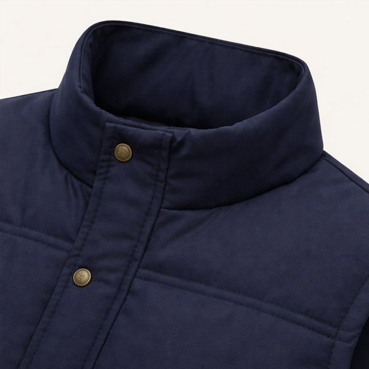 Flap-Pocket Stand Collar Fleece-Lined Vest