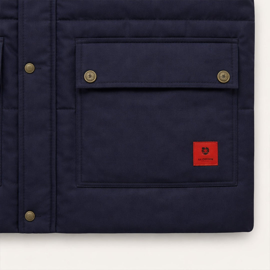 Flap-Pocket Stand Collar Fleece-Lined Vest