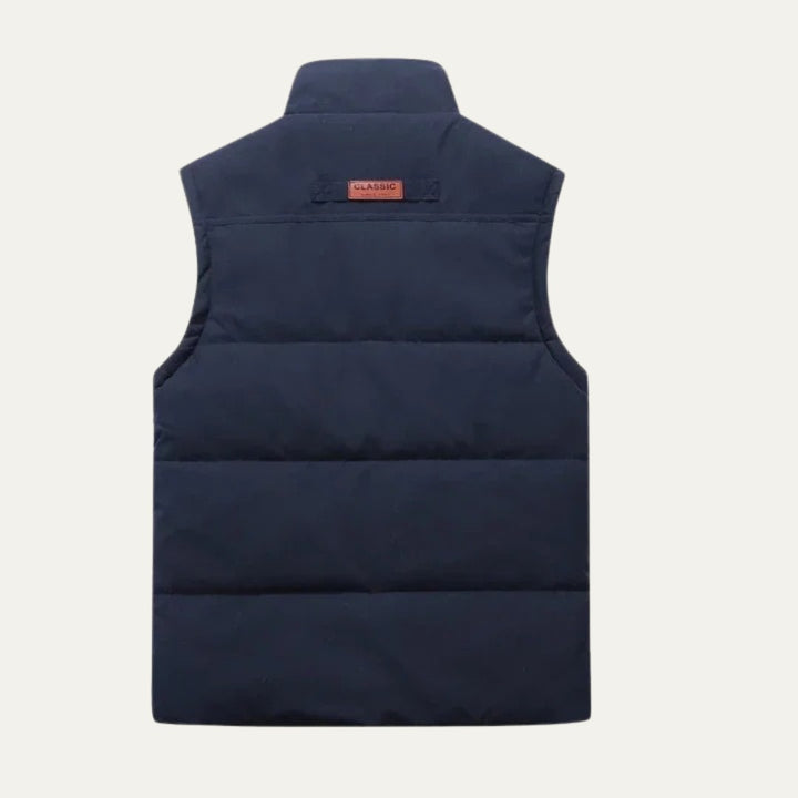 Flap-Pocket Stand Collar Fleece-Lined Vest