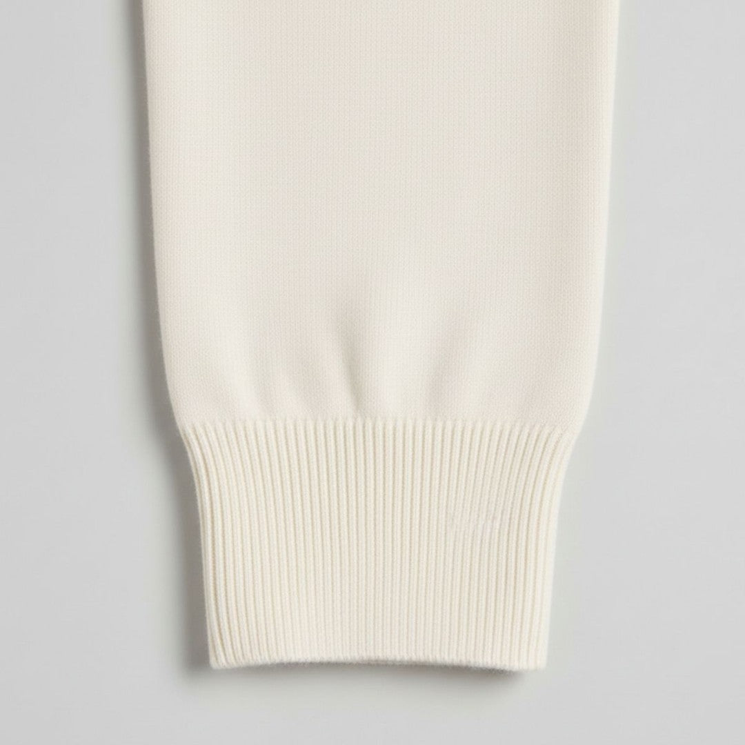 Fine Knit Zip-Neck Pullover with Ribbed Trim