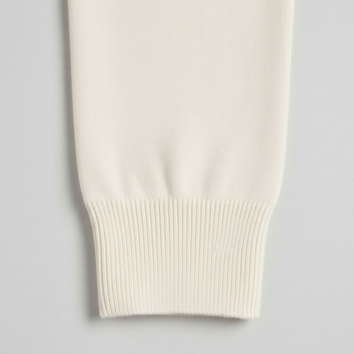 Fine Knit Zip-Neck Pullover with Ribbed Trim