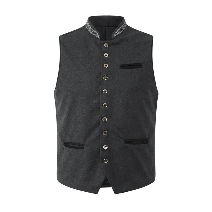 Button-Front Stand Collar Waistcoat