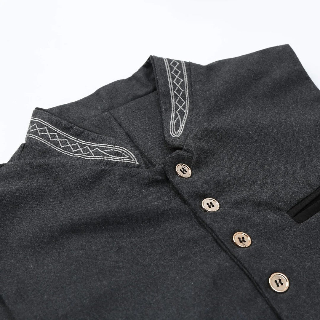 Button-Front Stand Collar Waistcoat
