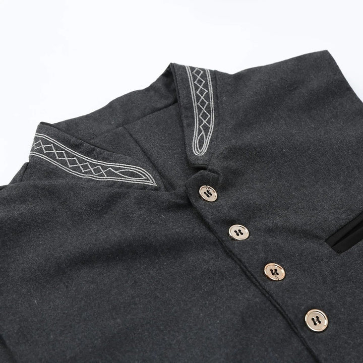 Button-Front Stand Collar Waistcoat