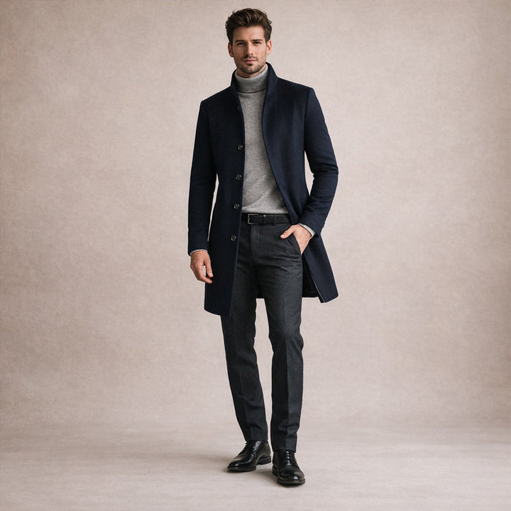 The Collingwood Men's Elegant Wool Blend Single Breasted Winter Trench Coat