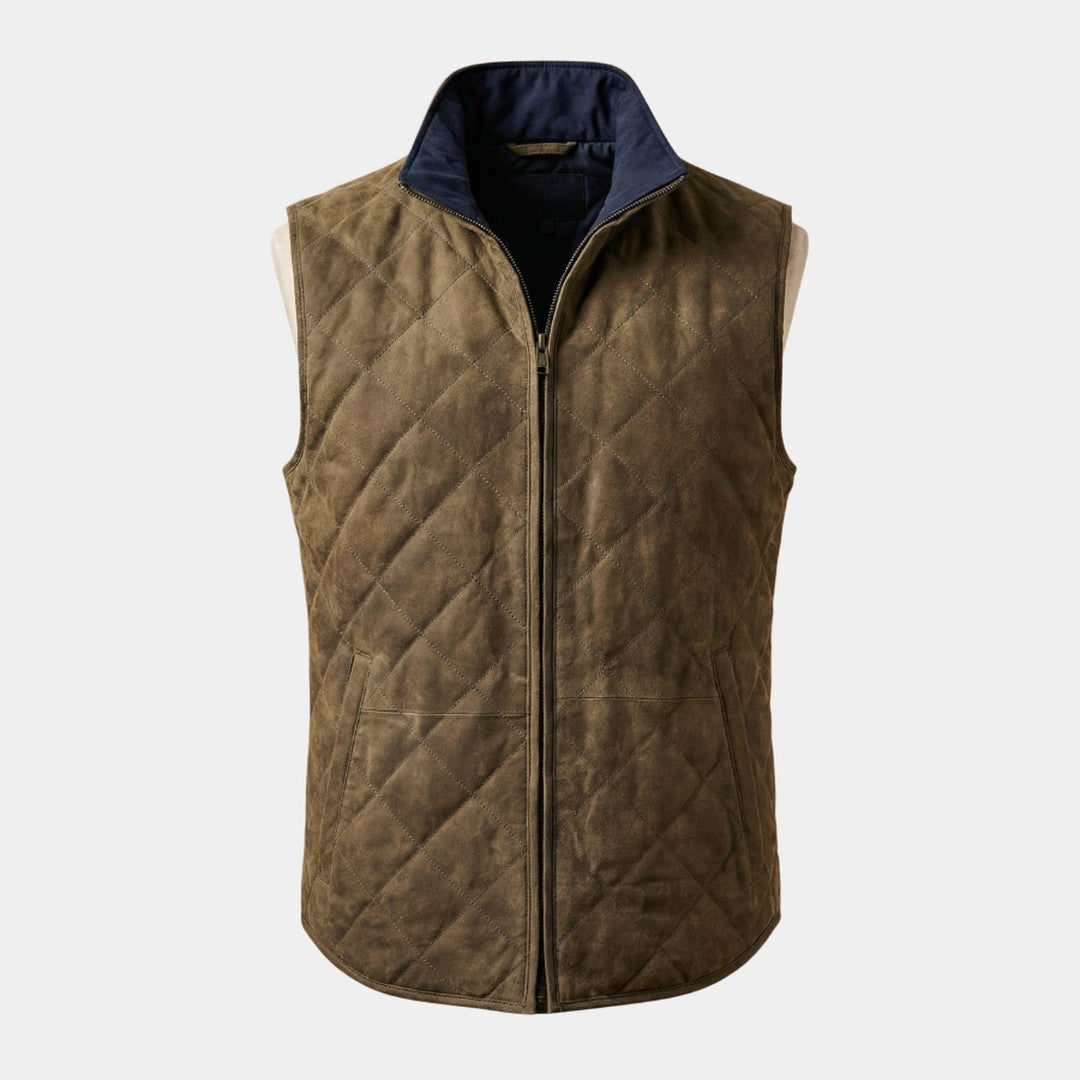 Quilted Suede-Look Zip Vest