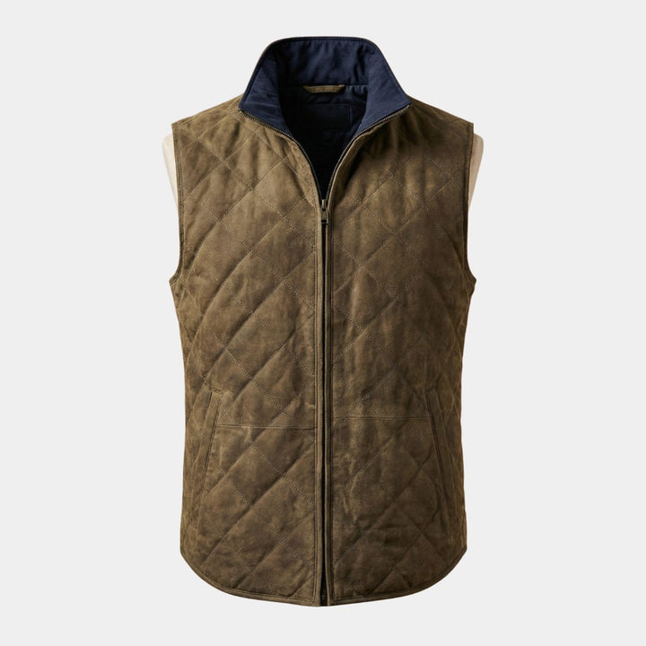 Quilted Suede-Look Zip Vest