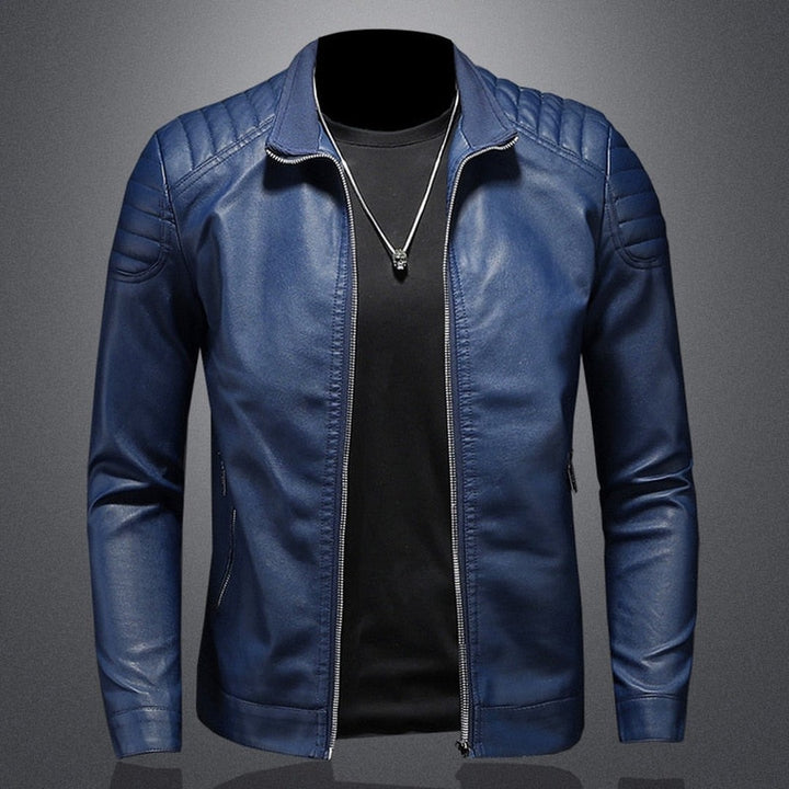 Fenchurch - Leather-Look Moto Jacket Quilted Shoulder Zip Front
