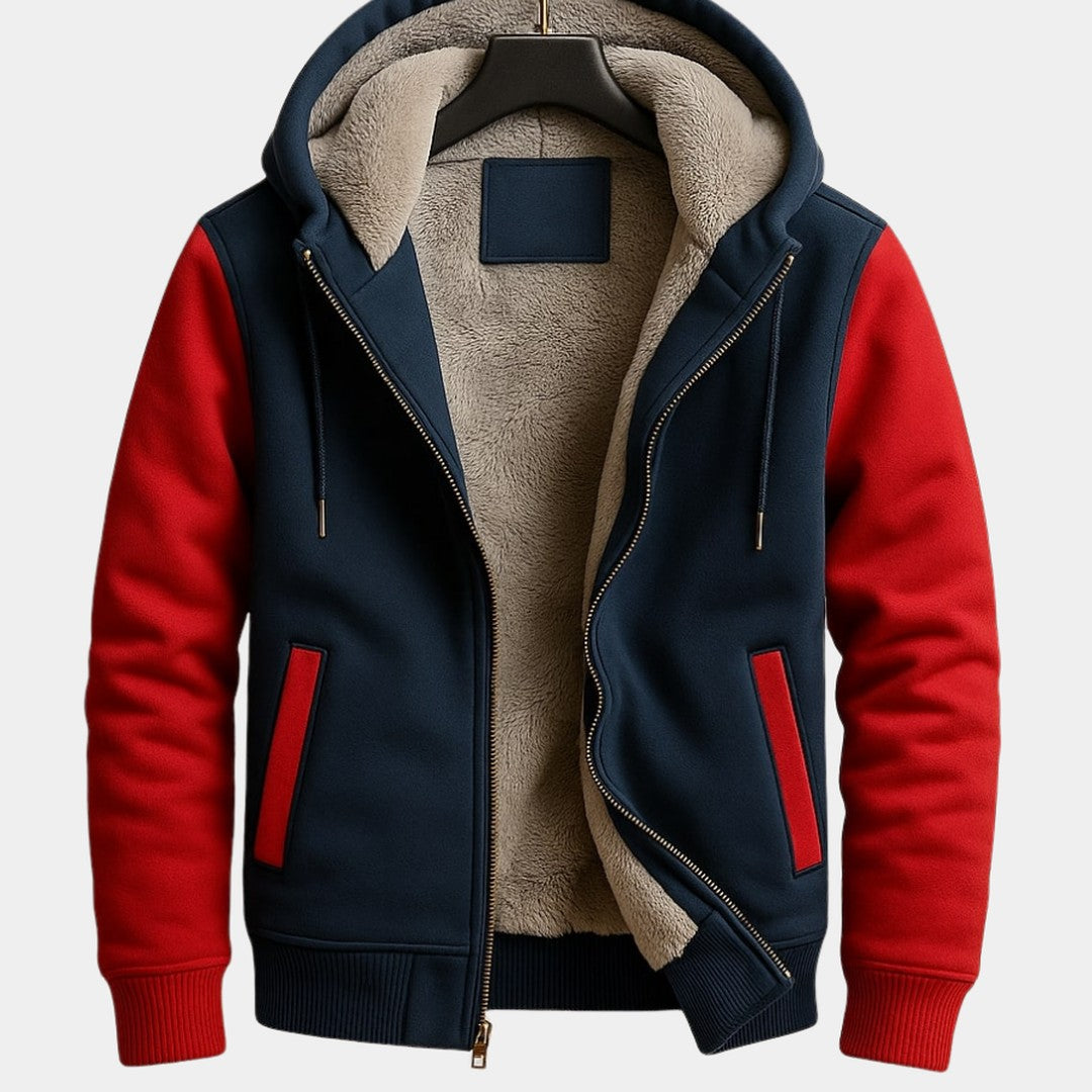 Colour-Block Sherpa-Lined Hoodie
