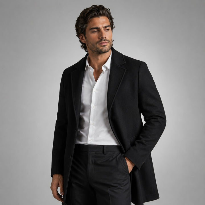 Slim Notch Lapel Wool-Look Topcoat
