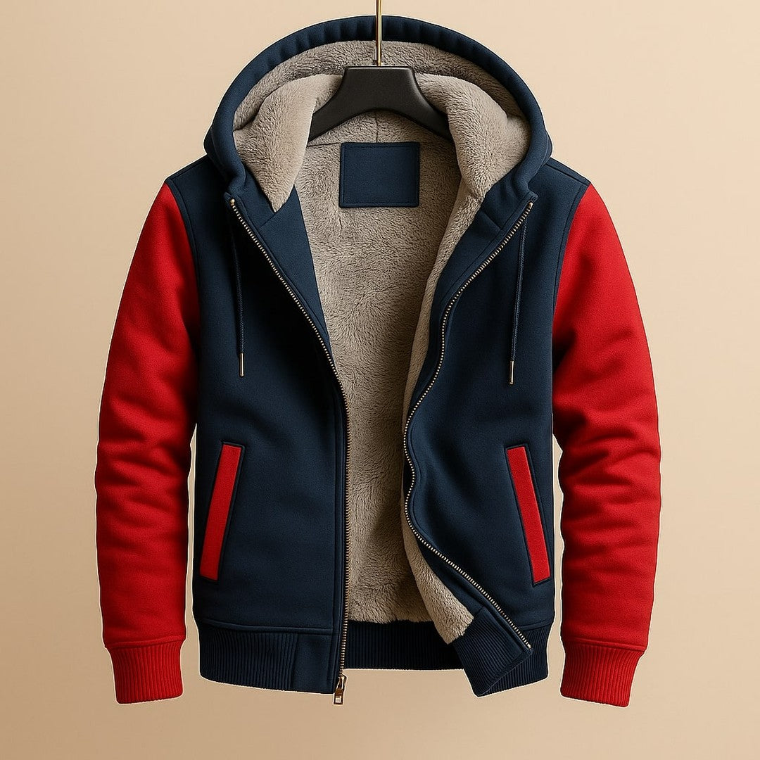 Colour-Block Sherpa-Lined Hoodie