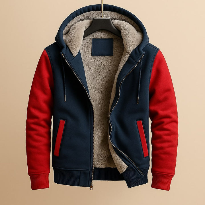 Colour-Block Sherpa-Lined Hoodie
