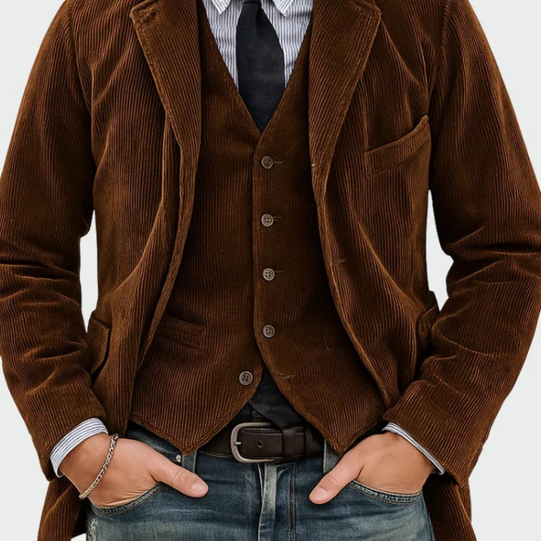 REFINED CORDUROY BLAZER SUIT FOR MEN