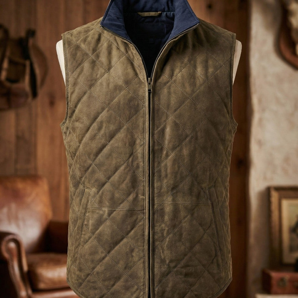 Quilted Suede-Look Zip Vest