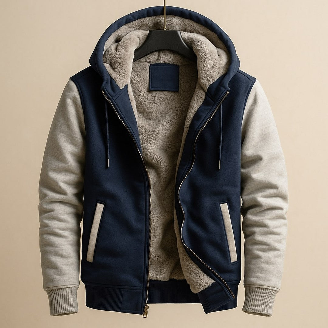 Colour-Block Sherpa-Lined Hoodie