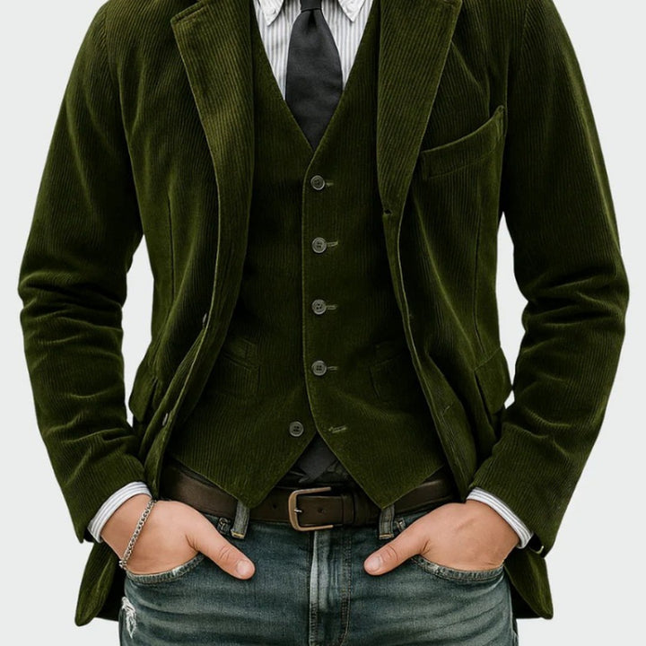 REFINED CORDUROY BLAZER SUIT FOR MEN