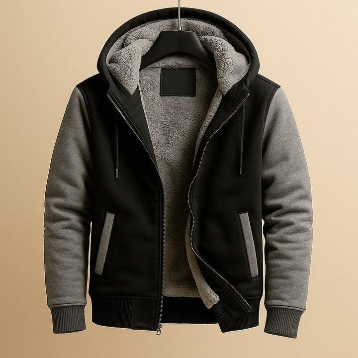Colour-Block Sherpa-Lined Hoodie
