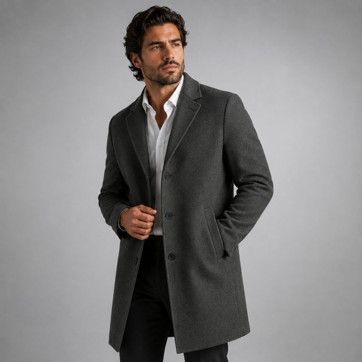 Slim Notch Lapel Wool-Look Topcoat