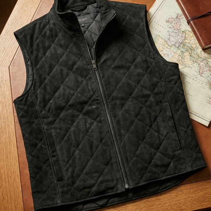 Quilted Suede-Look Zip Vest