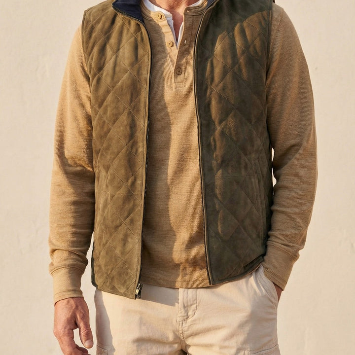 Quilted Suede-Look Zip Vest