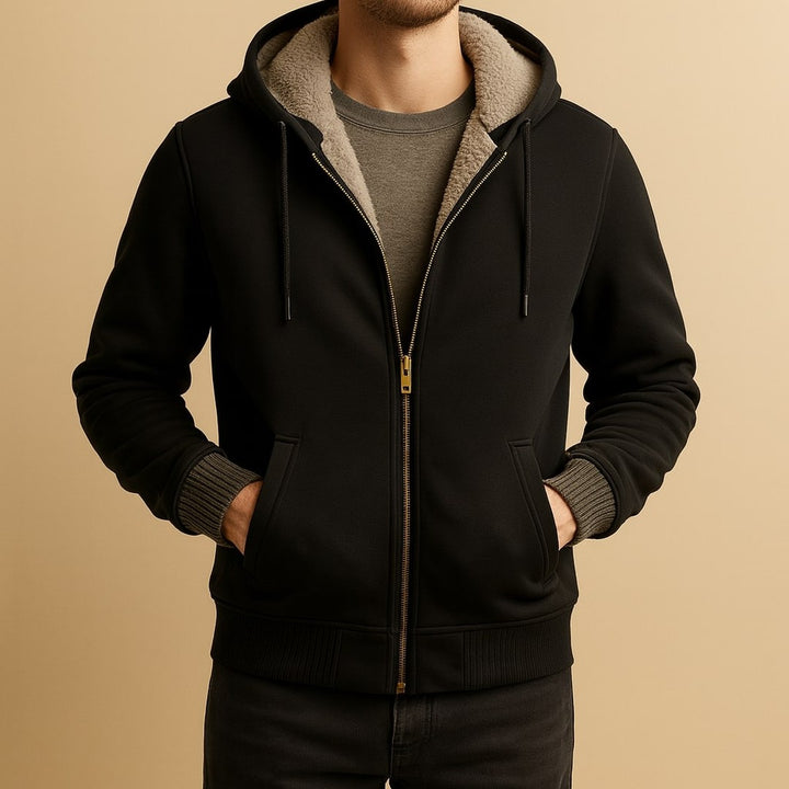 Colour-Block Sherpa-Lined Hoodie