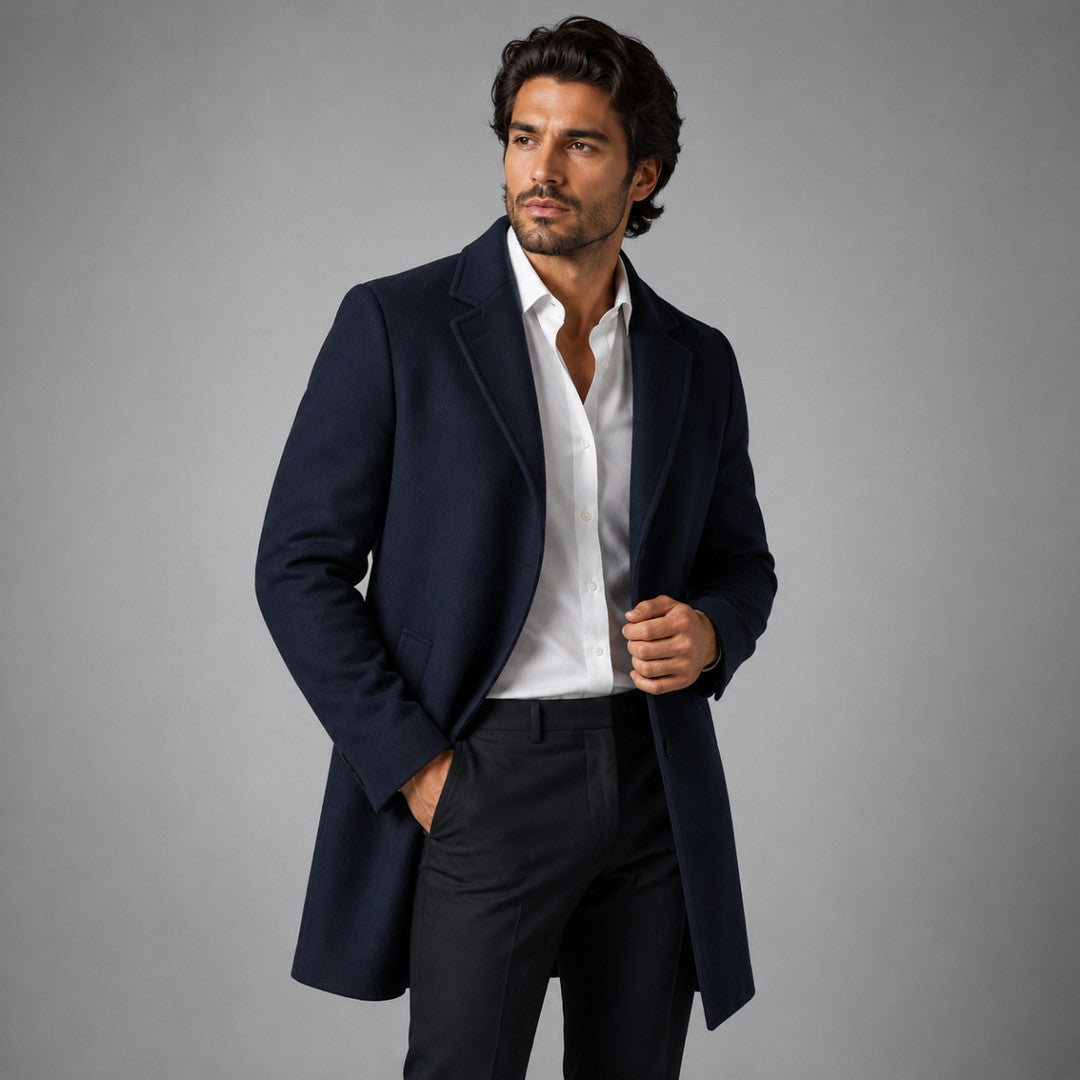 Slim Notch Lapel Wool-Look Topcoat