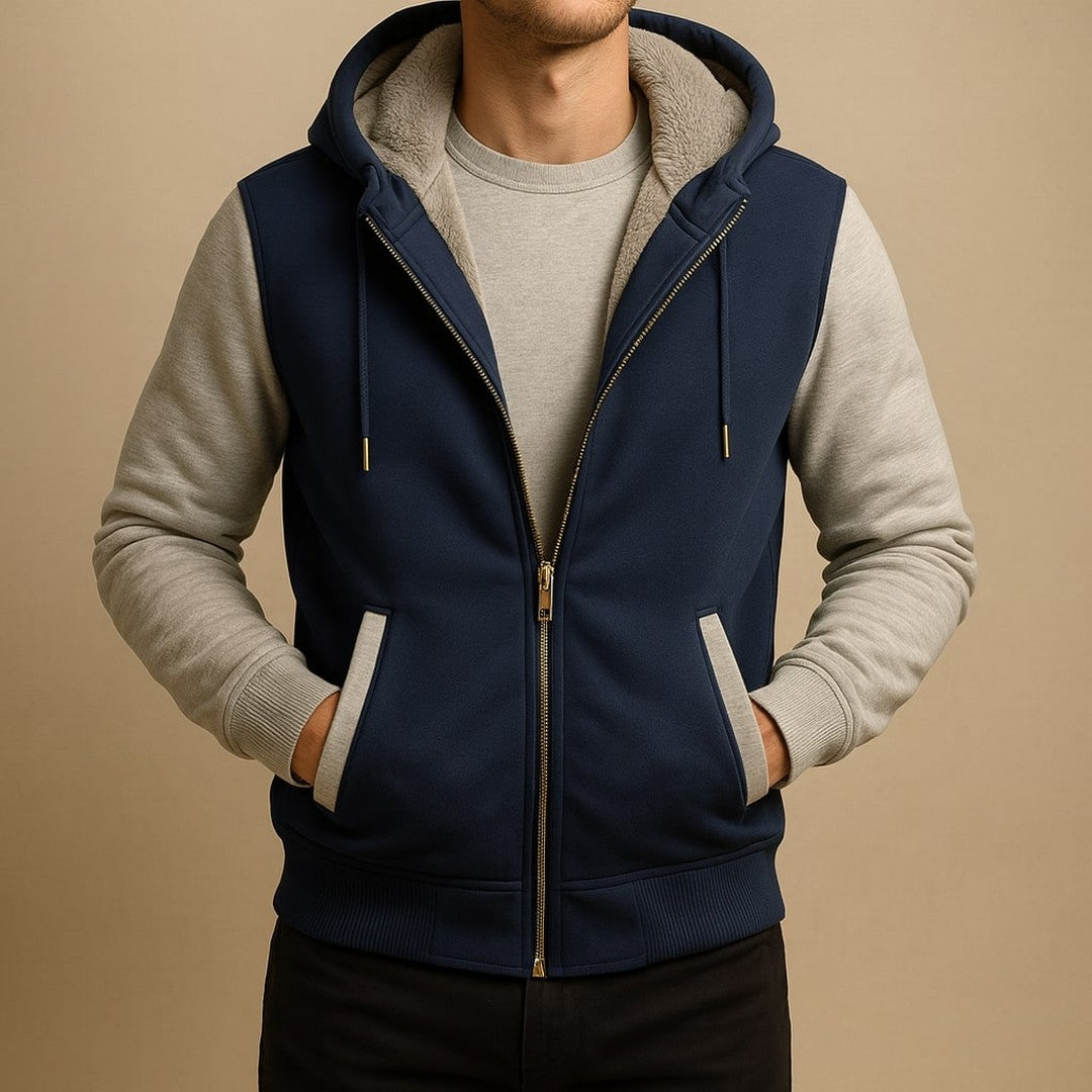 Colour-Block Sherpa-Lined Hoodie