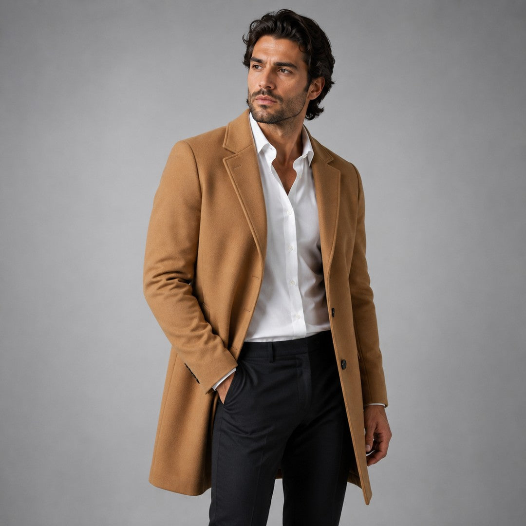 Slim Notch Lapel Wool-Look Topcoat