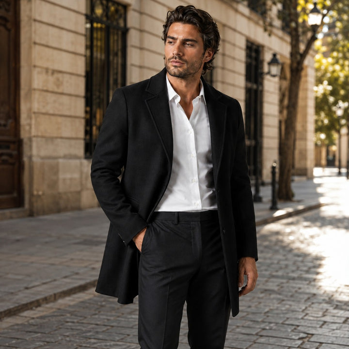 Slim Notch Lapel Wool-Look Topcoat