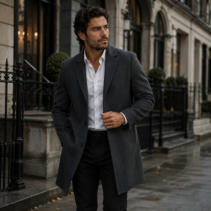 Slim Notch Lapel Wool-Look Topcoat