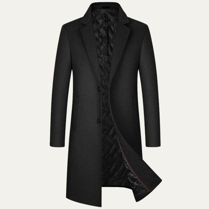 Longline Single-Breasted Coat with Quilted Lining