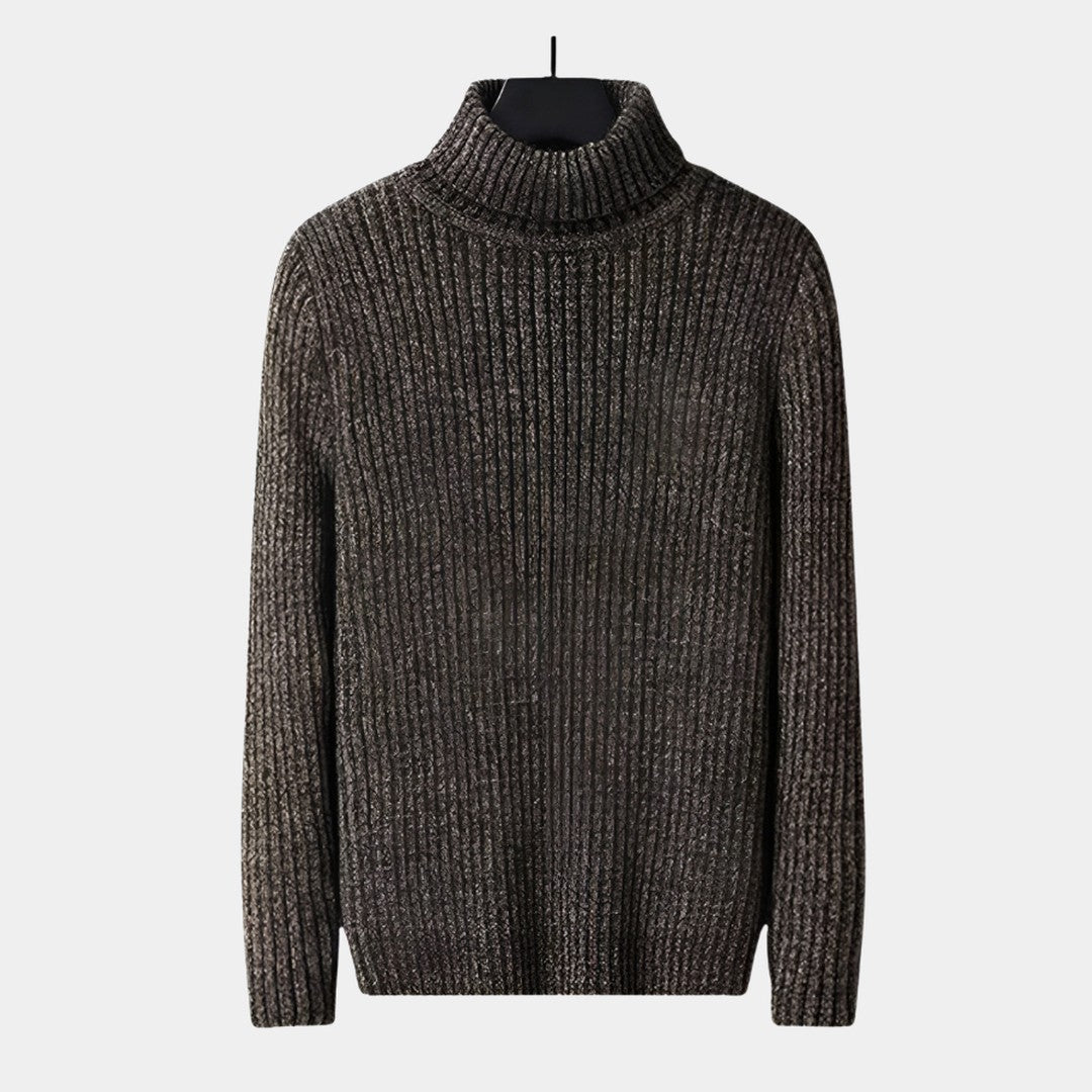 Textured Ribbed Turtleneck Sweater