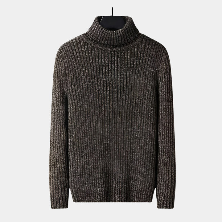 Textured Ribbed Turtleneck Sweater