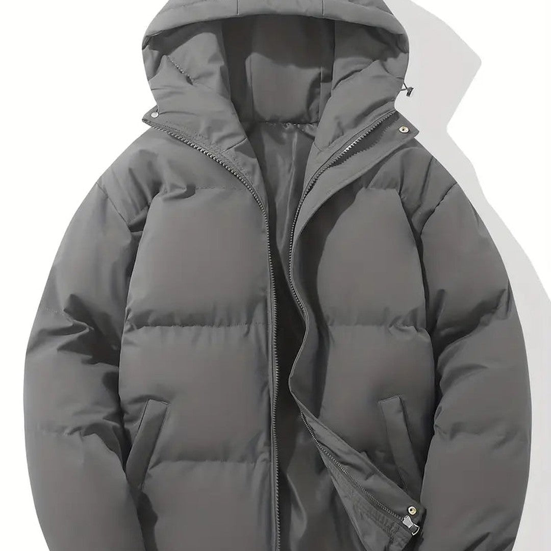 Horizontal-Channel Hooded Puffer Jacket