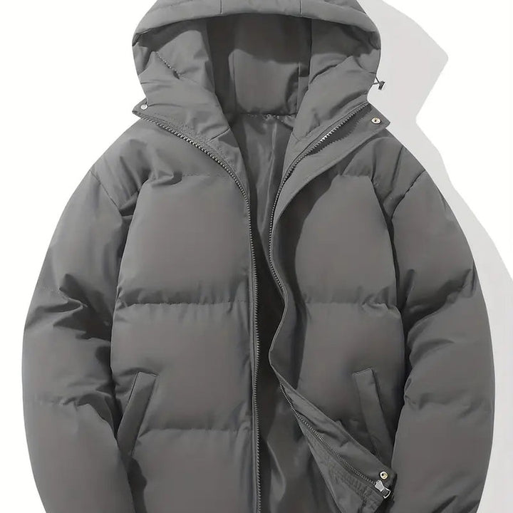 Horizontal-Channel Hooded Puffer Jacket