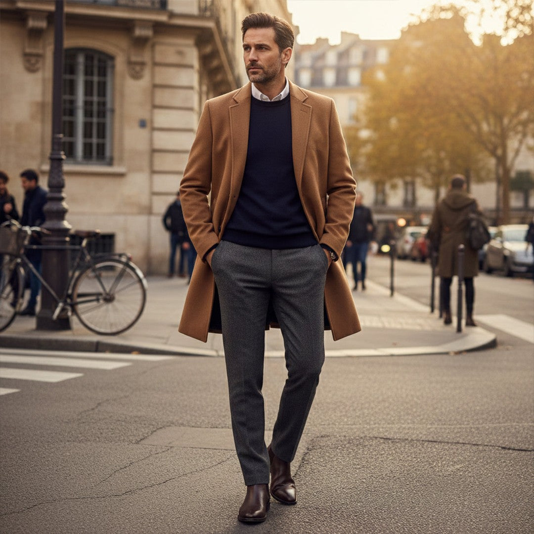 Longline Single-Breasted Coat with Quilted Lining