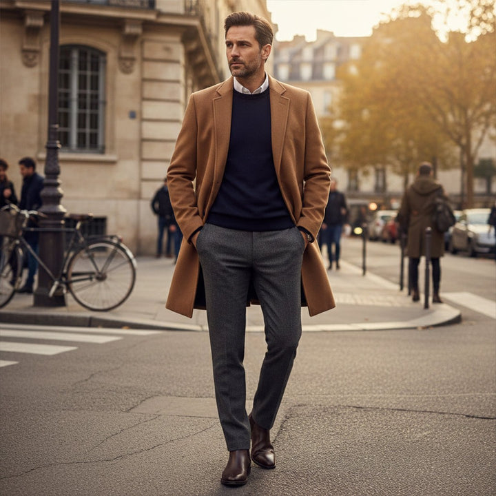 Longline Single-Breasted Coat with Quilted Lining